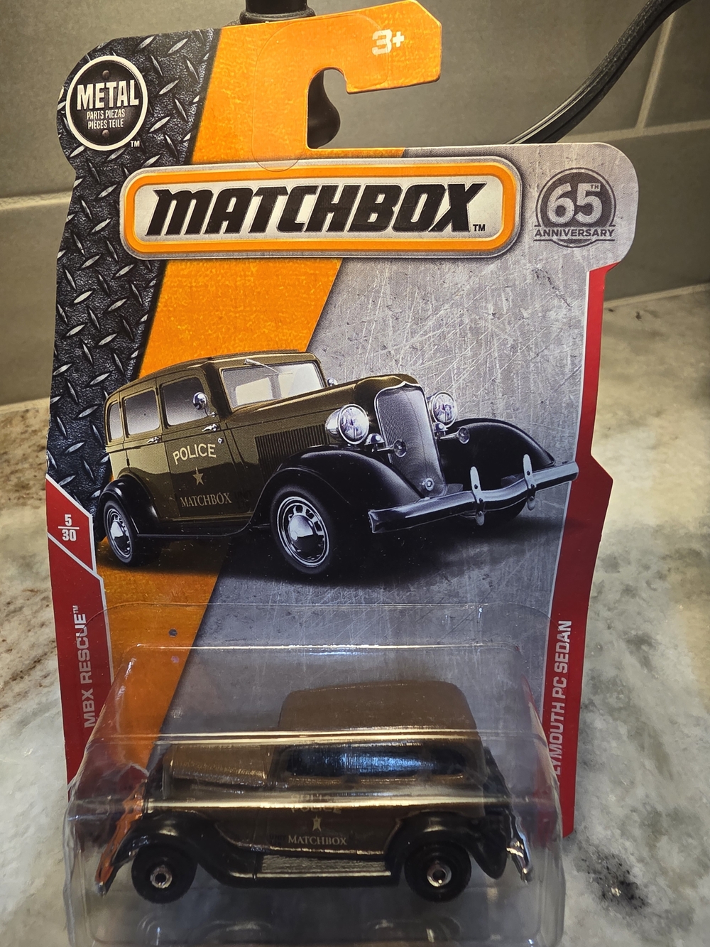 Matchbox Black Vintage Police Sedan Toy Car
